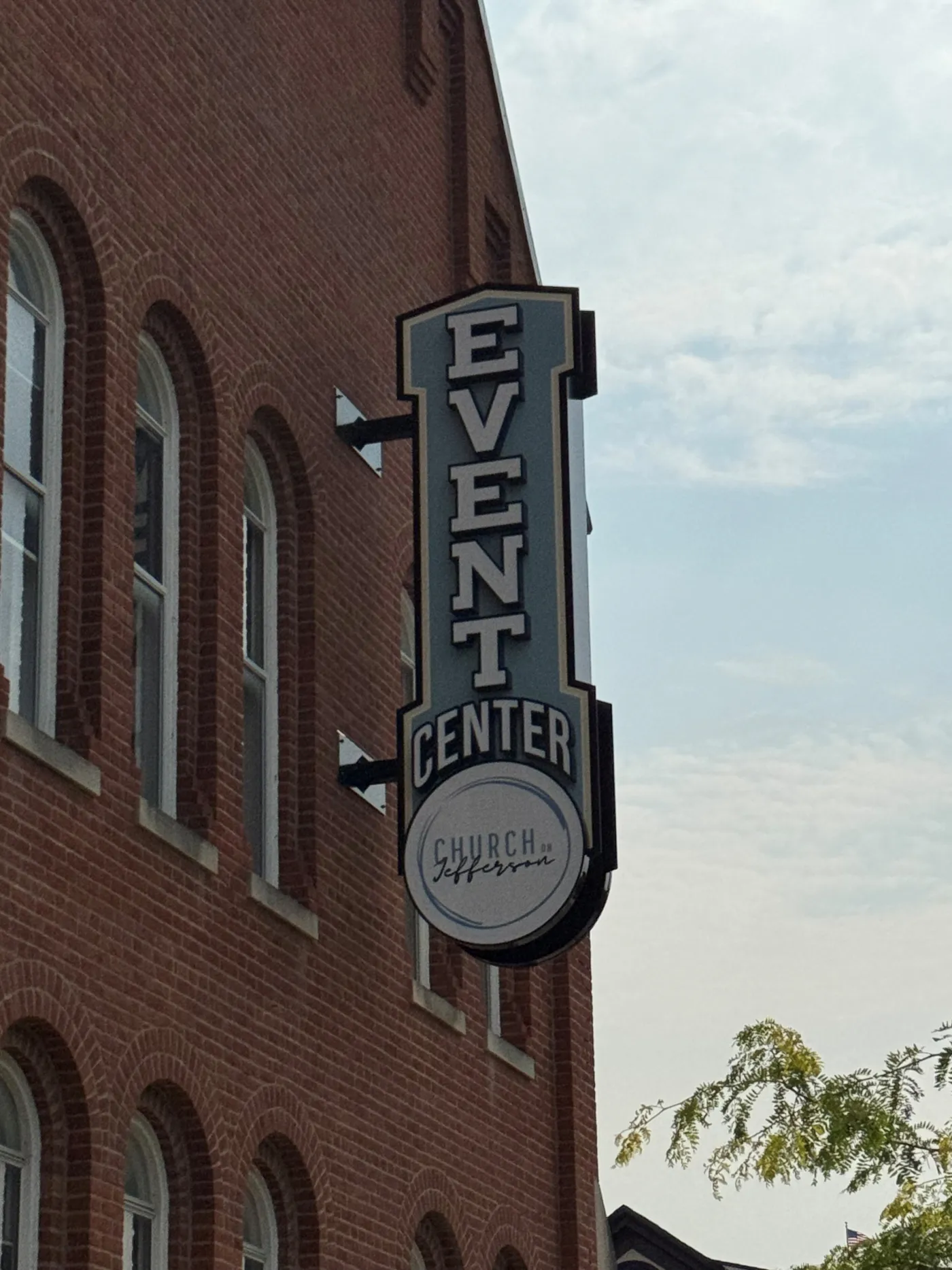 The restored 1800s church exterior in Downtown Franklin